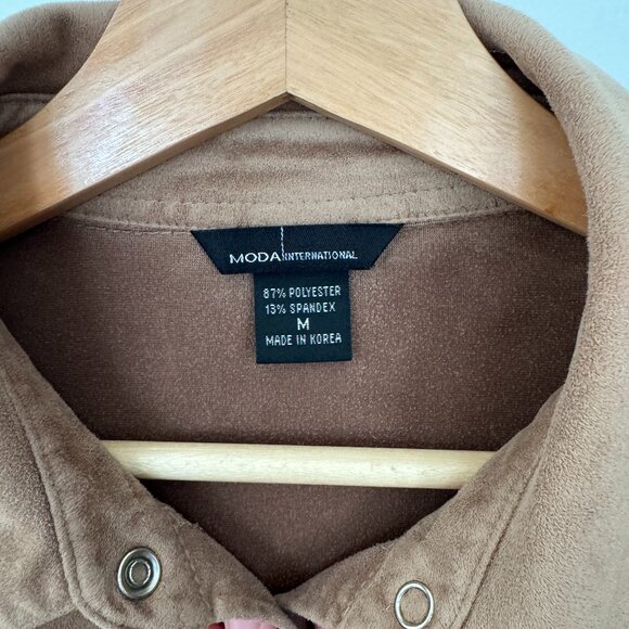 Tan Microsuede Button-Up - Picture 3 of 4